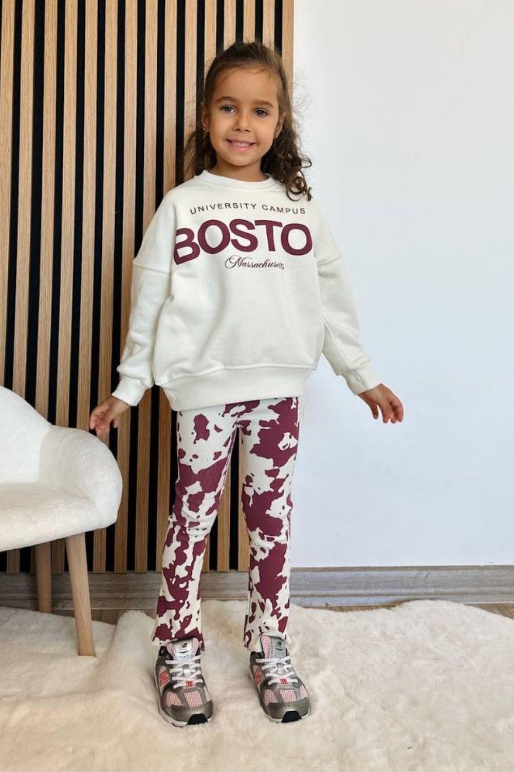 Kız Çocuk 3 iplik Boston Taytlı Takım