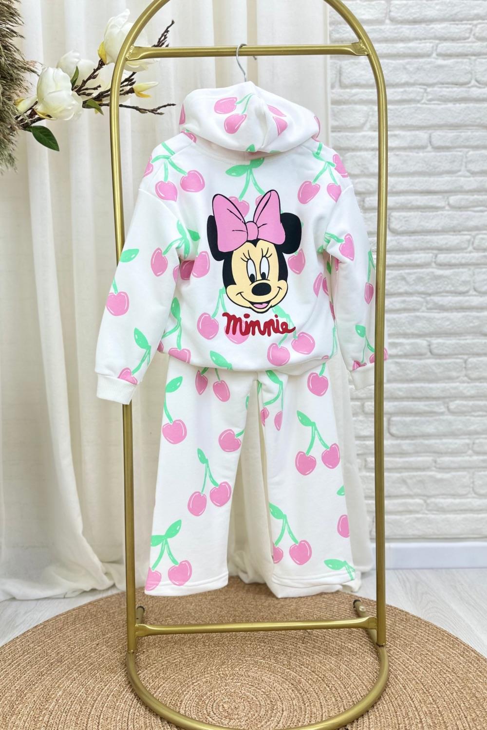 Kız Çocuk 3 İplik Fermuarlı Minnie Takım