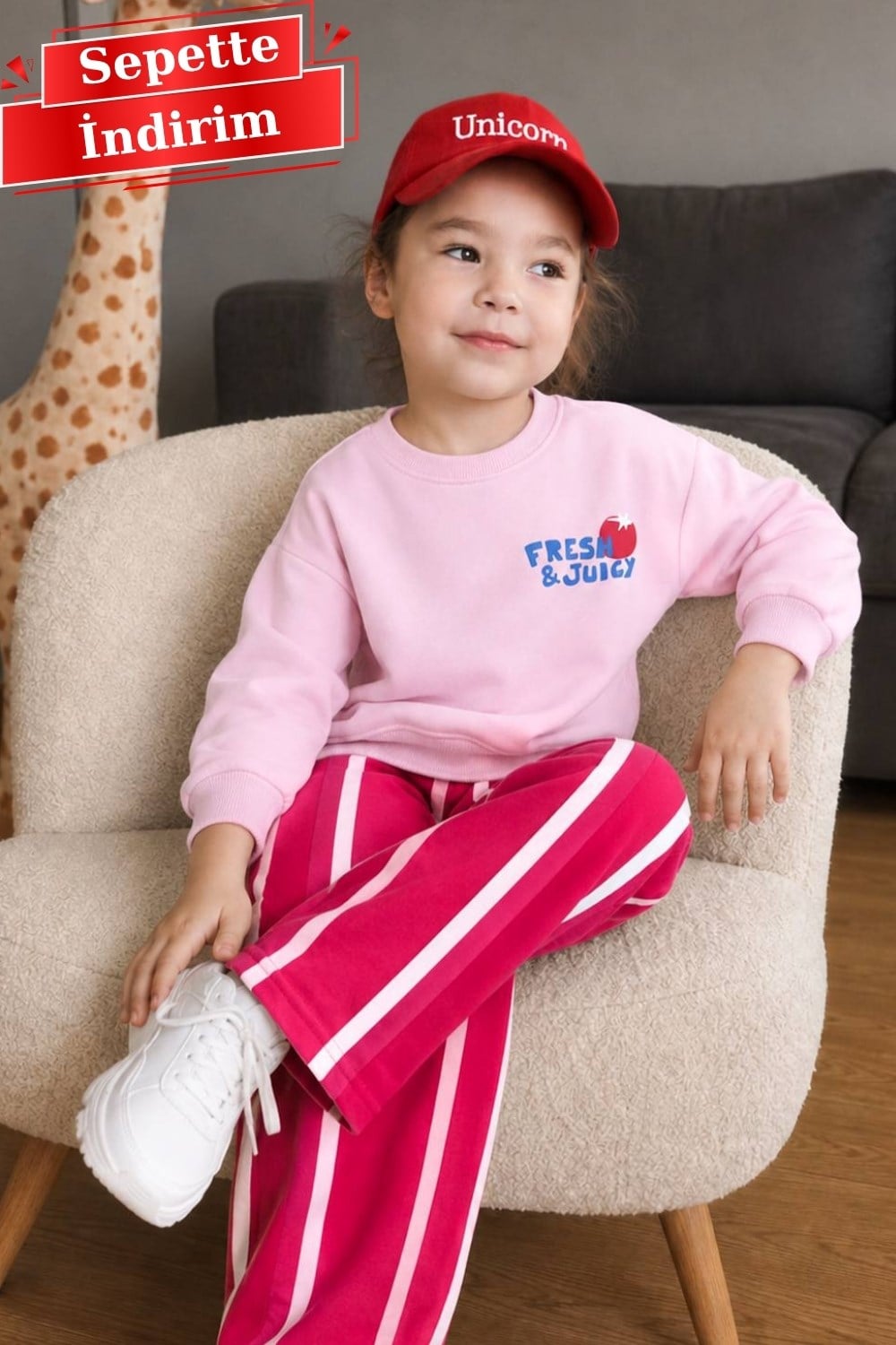 Kız Çocuk  3 İplik Fresh Pembe Takım
