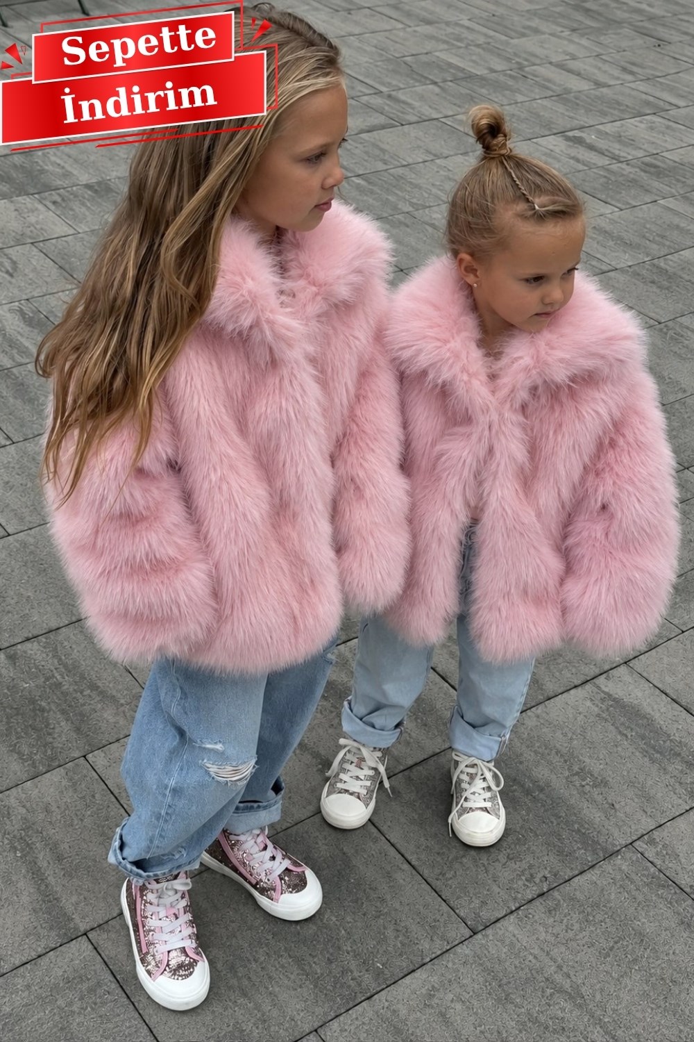 Kız Çocuk Astarlı Pembe Kürk 