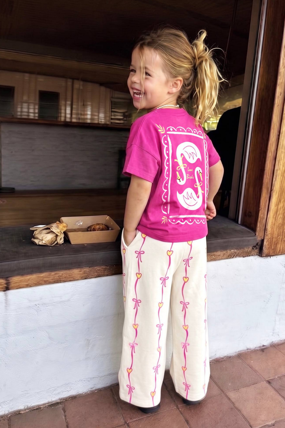 Kız Çocuk  Flamingo Pembe  İkili Takım