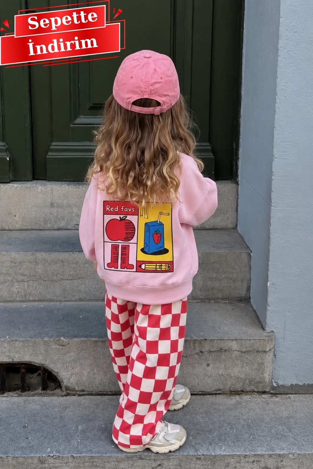 Kız Çocuk Gabardin Pantolonlu Pembe  Red Favs  Takım
