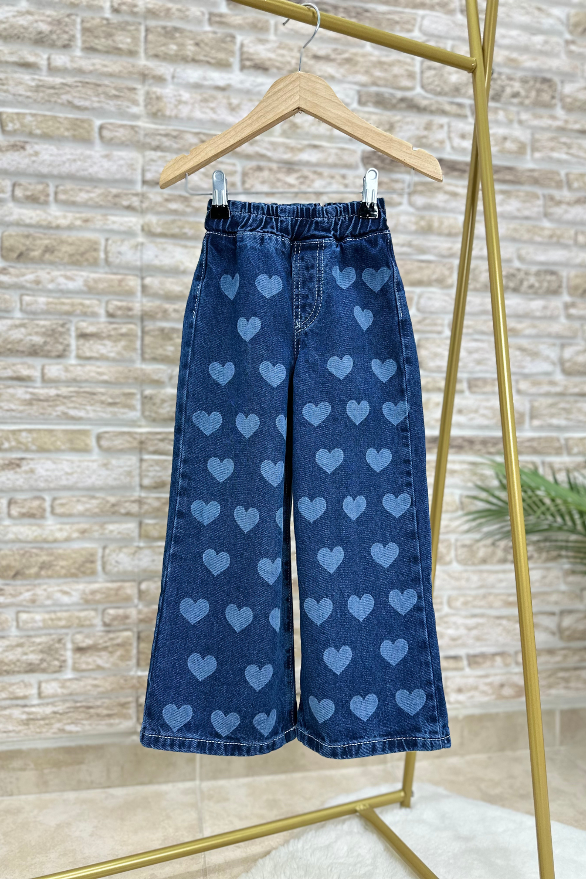 Kız Çocuk Kalpli Jean Pantolon
