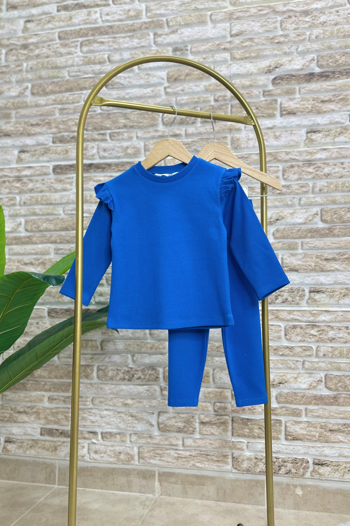 Kız Çocuk Kaşkorse Saks Taytlı Takım
