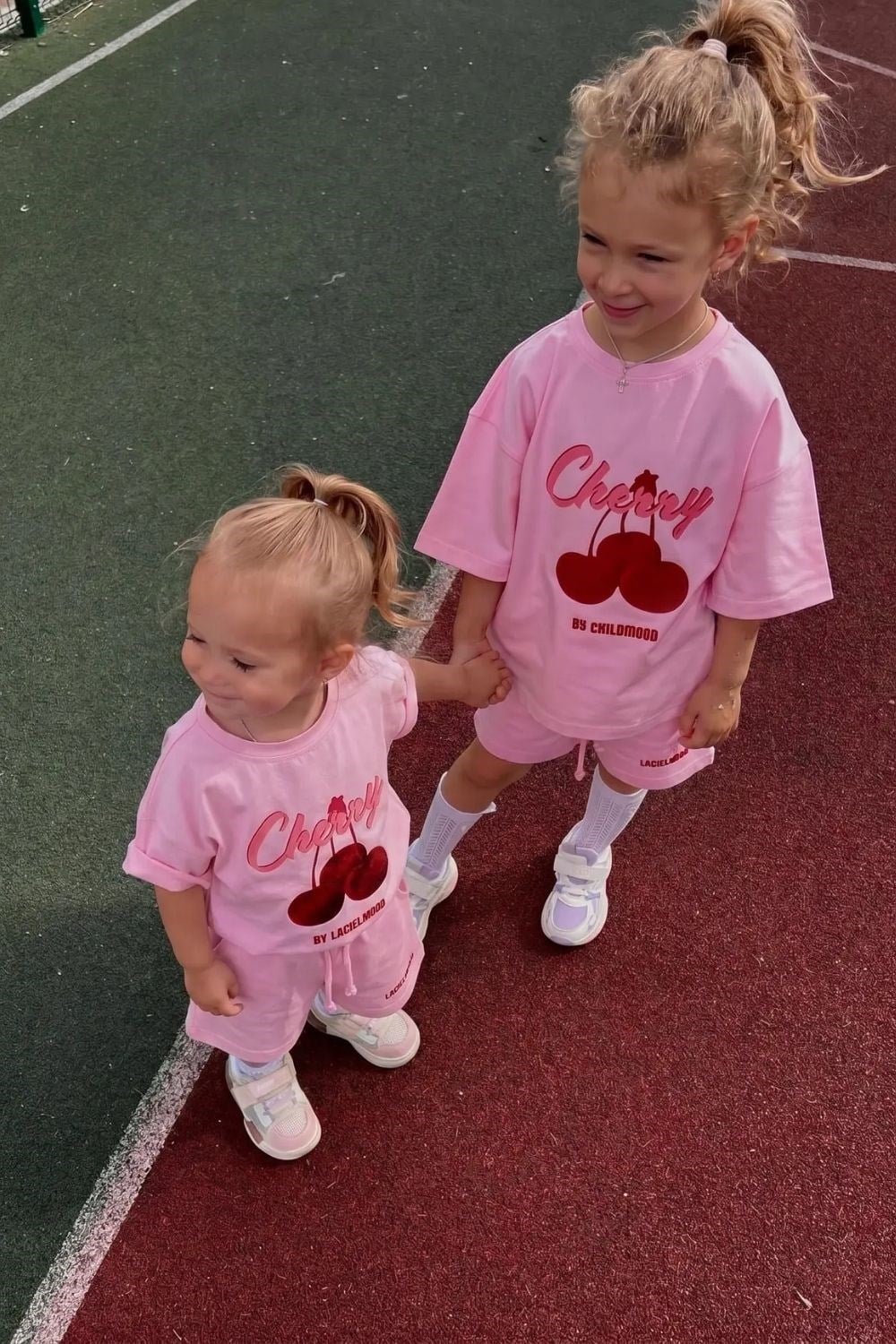 Kız Çocuk Kirazlı Laciel Pembe Şortlu Takım