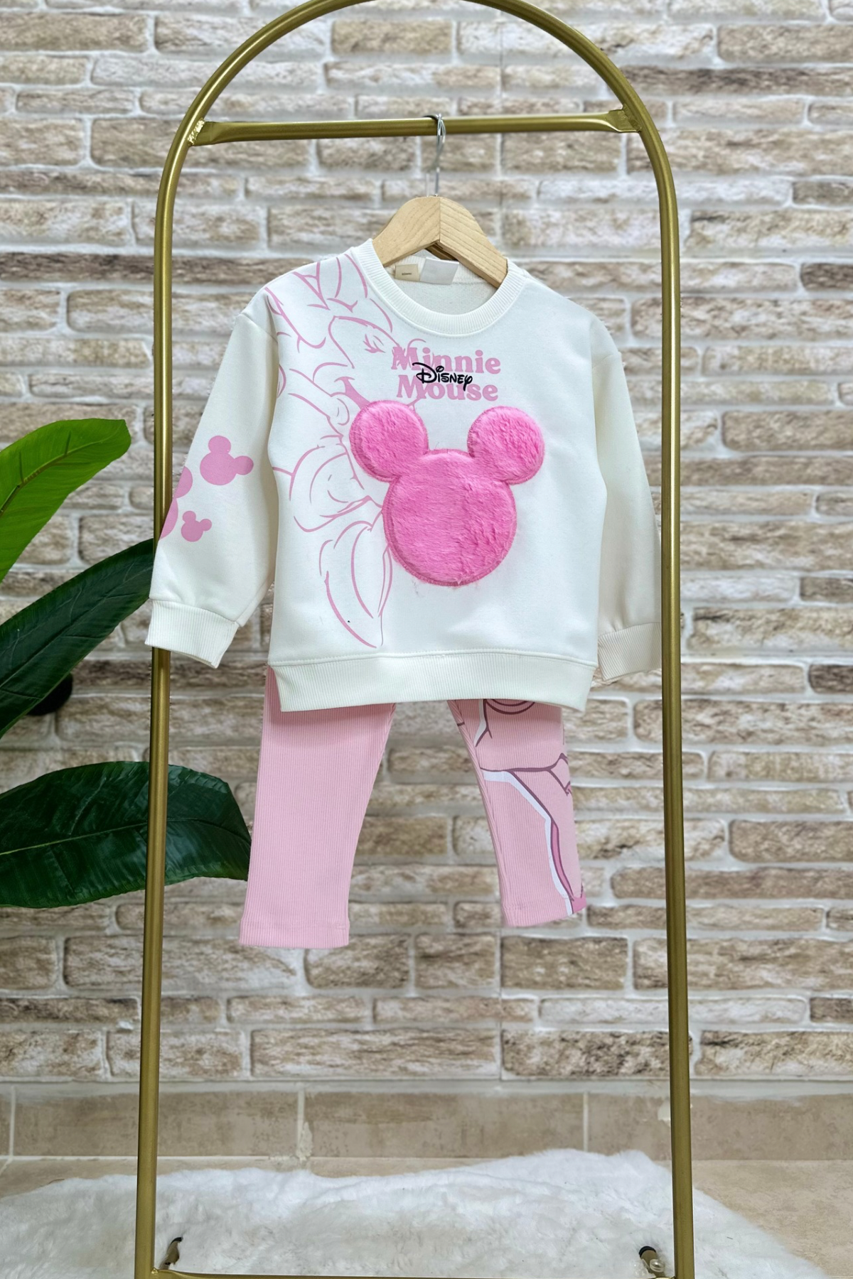 Kız Çocuk Minnie Baskı 3 iplik Taytlı Takım
