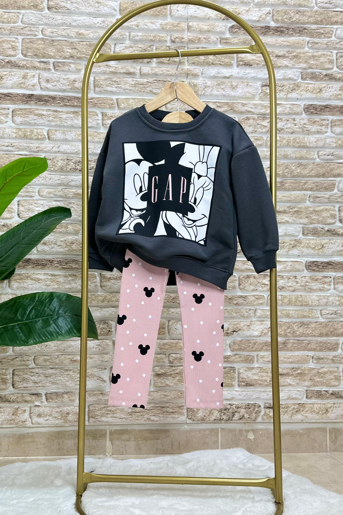 Kız Çocuk Minnie Mickey 3 İplik Taytlı Takım