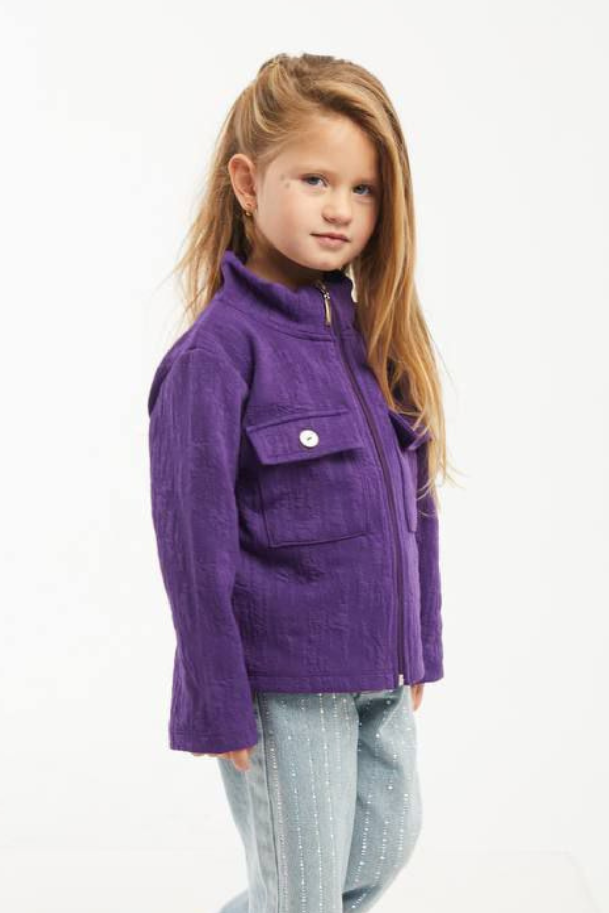 Kız Çocuk Mor Kapitone Ceket