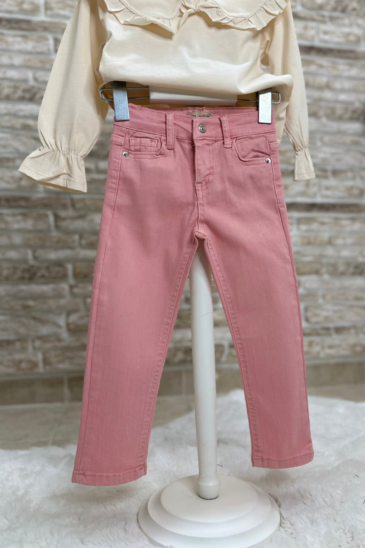 Kız Çocuk Pembe Jean Pantolon