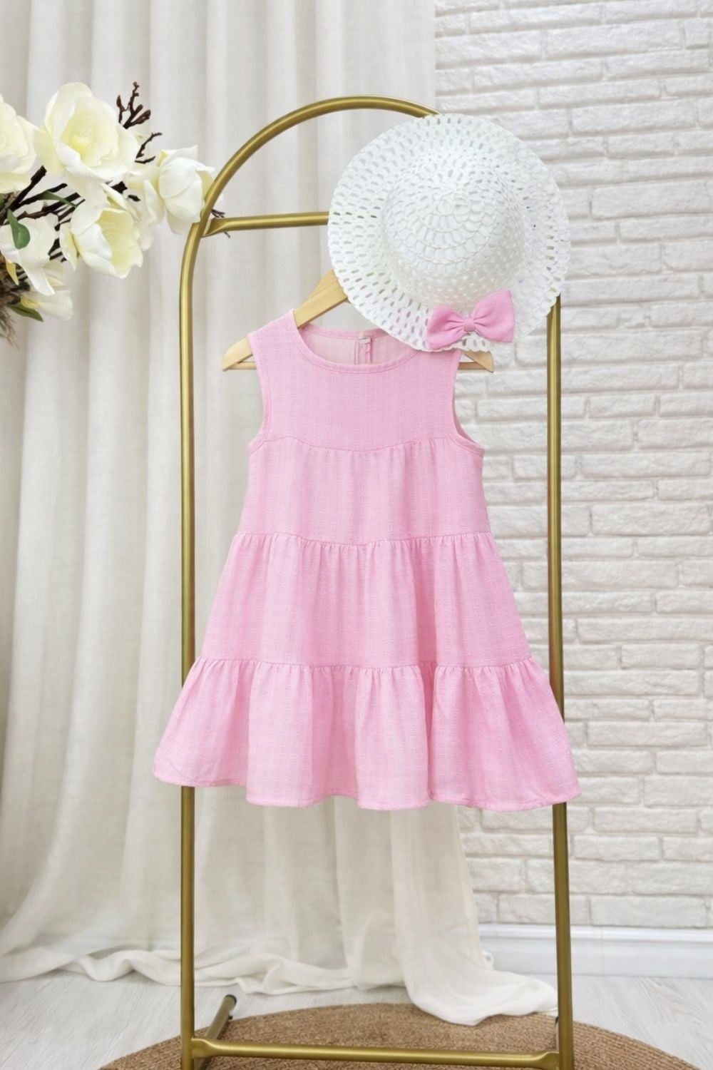 Kız Çocuk Şapka Dahil Pembe Elbise