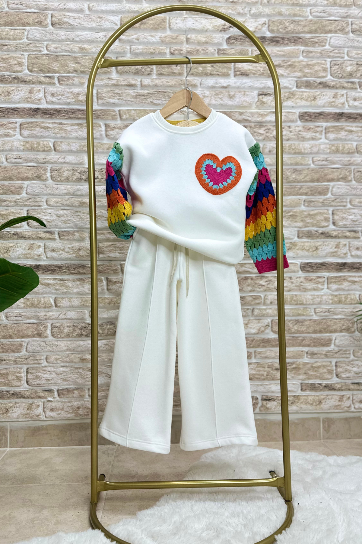 Kız Çocuk Şardonlu Kolu Örme Takım