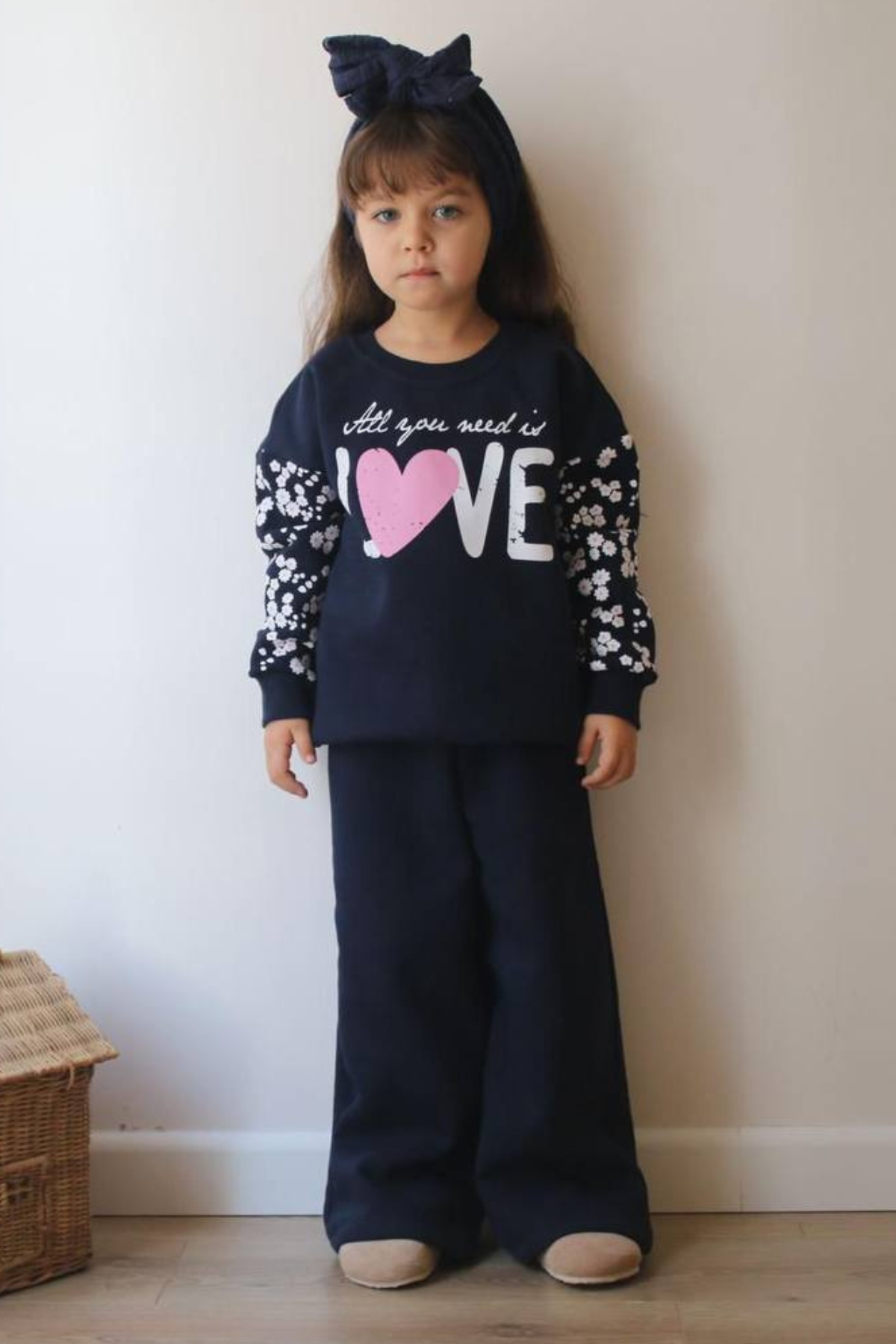 Kız Çocuk Şardonlu Love Laci Bol paça Takım