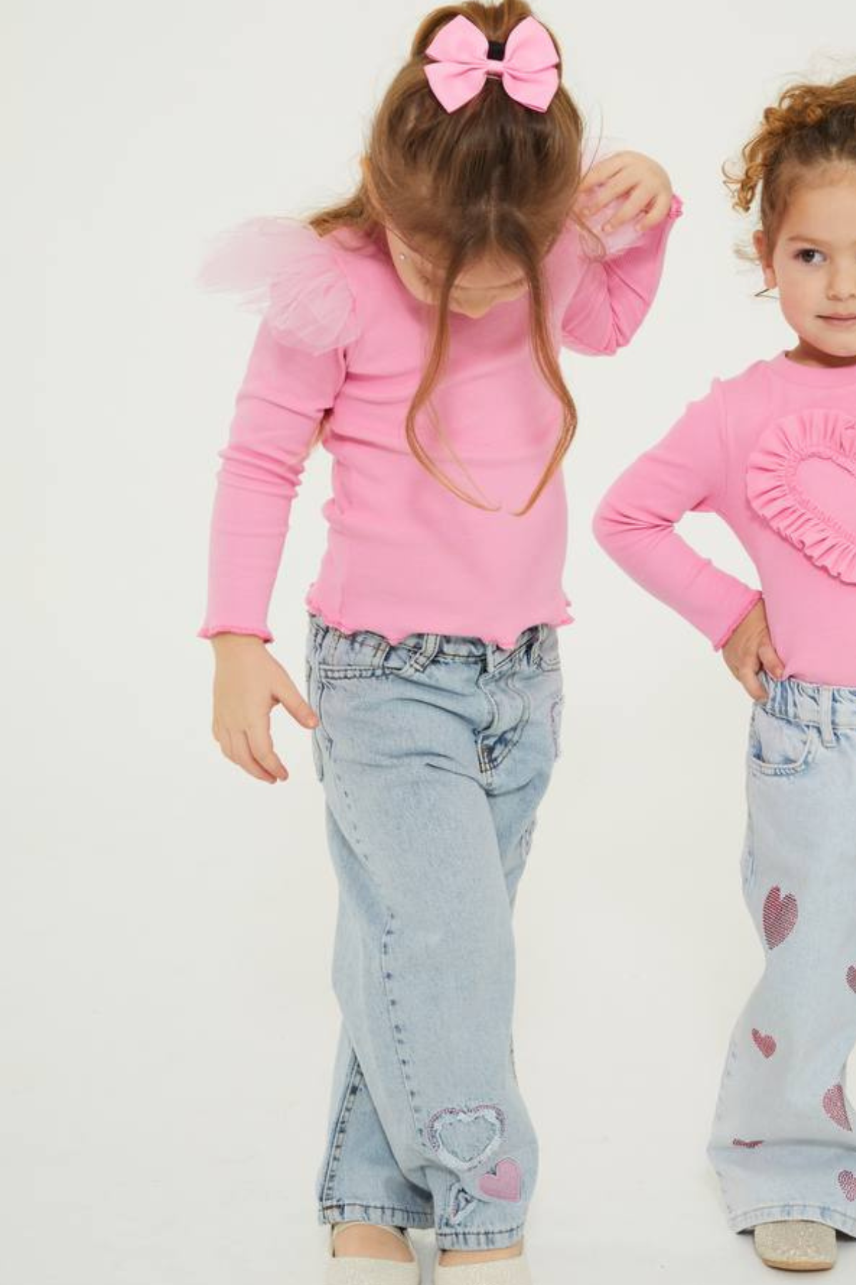 Kız Çocuk Tütü Detaylı Nakışlı Jeans Takim 