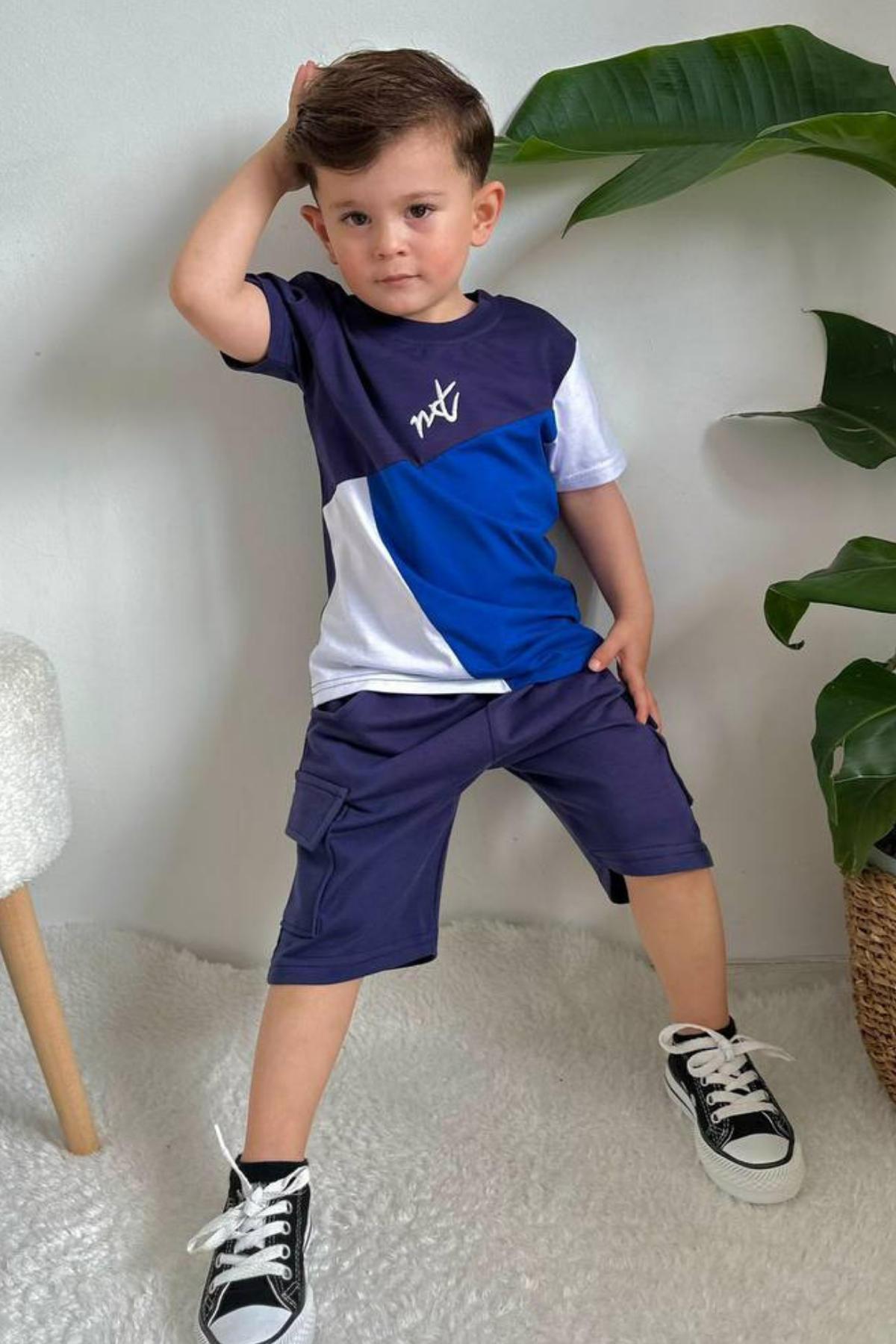 Lacivert Next  Kargo Cepli Şortlu Takım