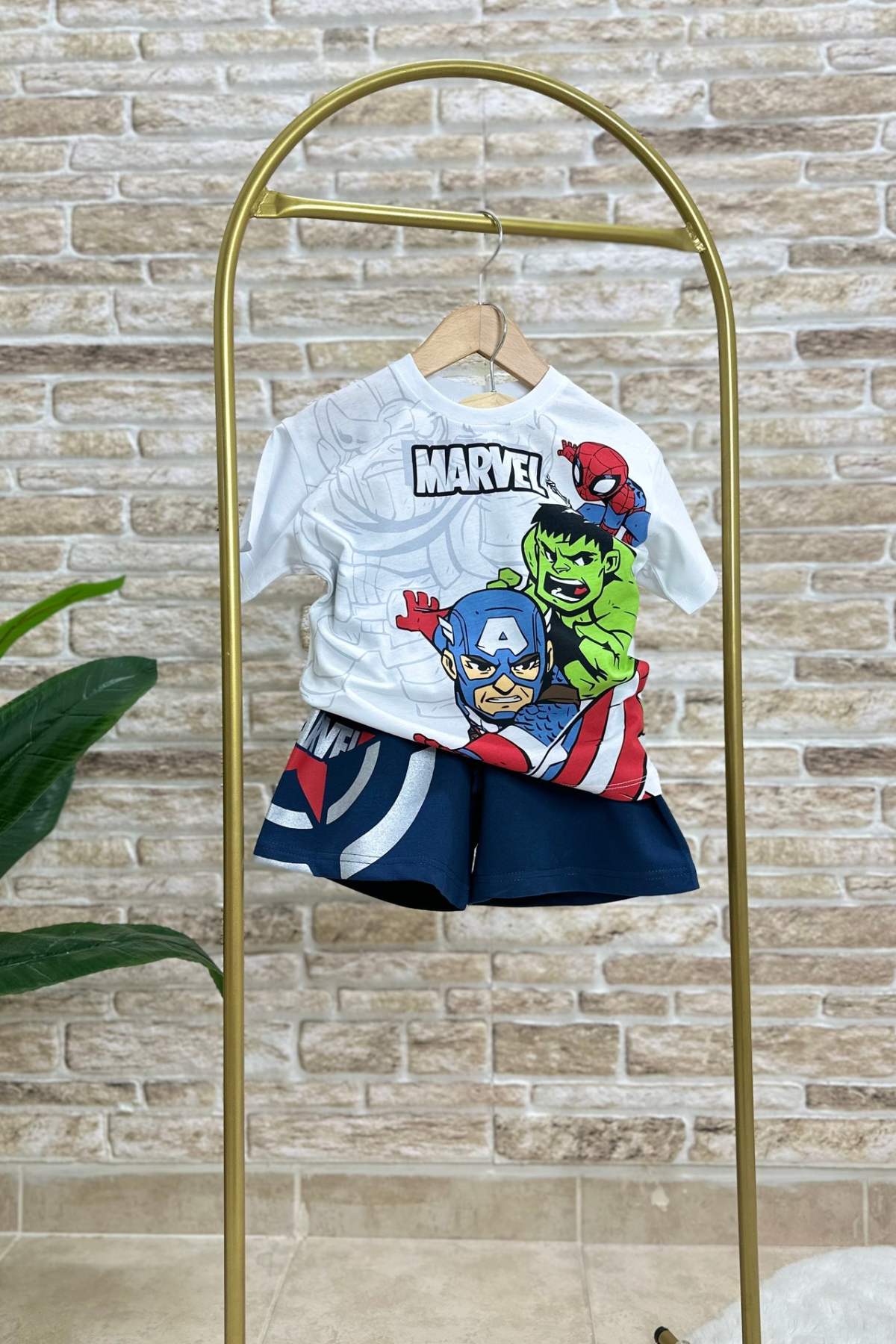 Marvel Lacivert Şort Takım