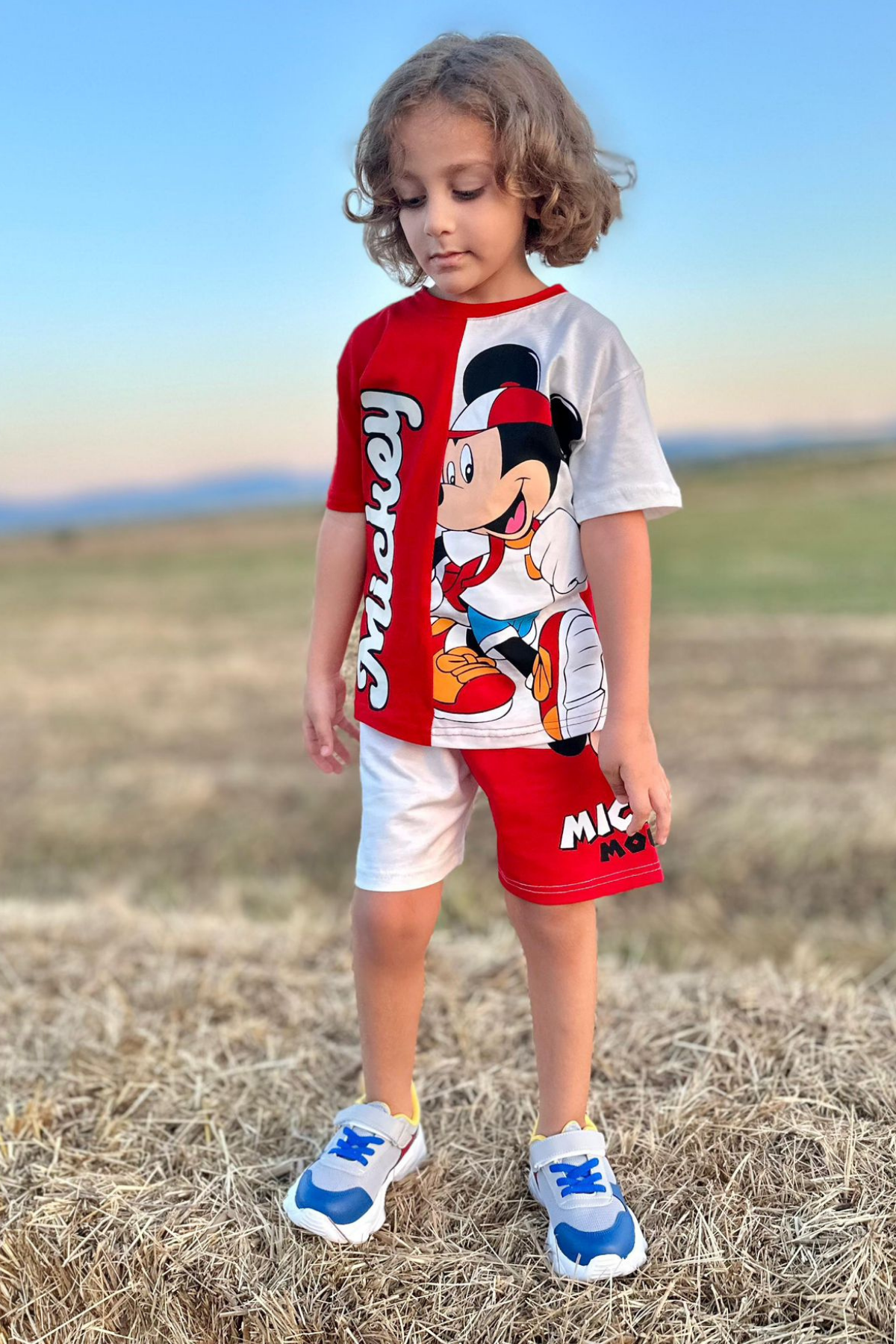 Mickey Kırmızı Beyaz Şortlu Takım