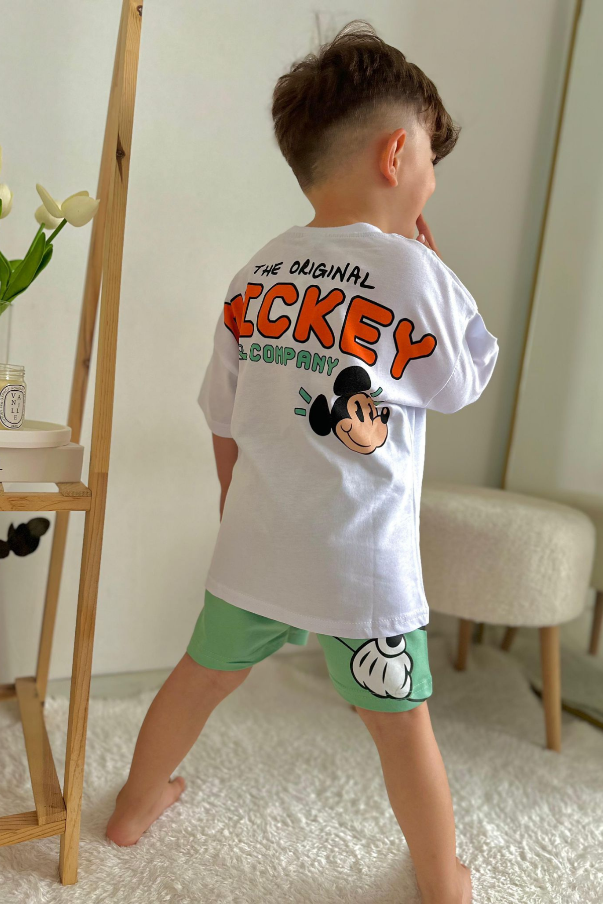 Mickey Yeşilli Şortlu Takım