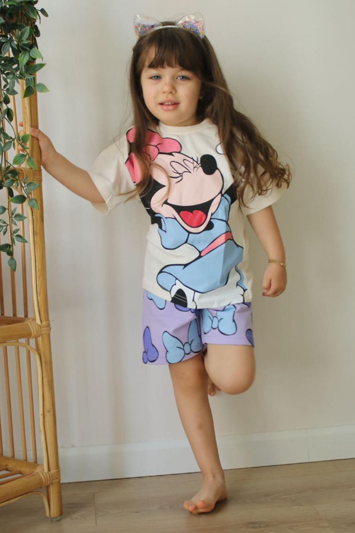 Minnie  Baskı Lila Şortlu Takım