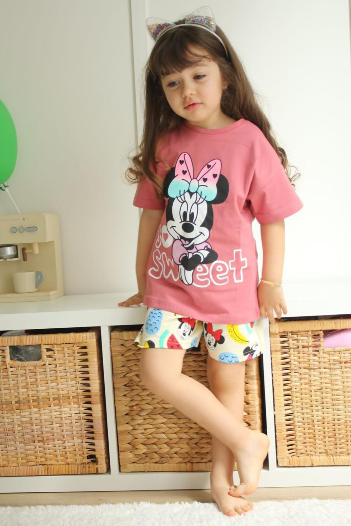 Minnie Gül Kurusu Şortlu Takım