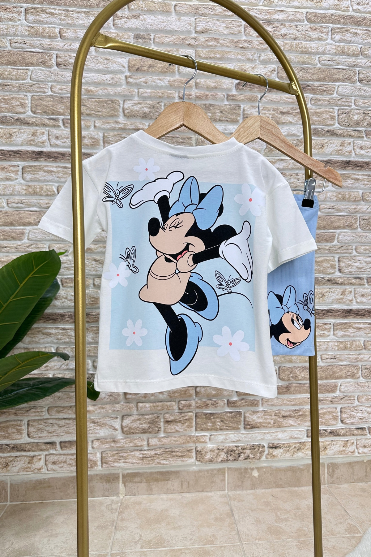 Minnie Mavi Fitilli Biker Tayt Takım