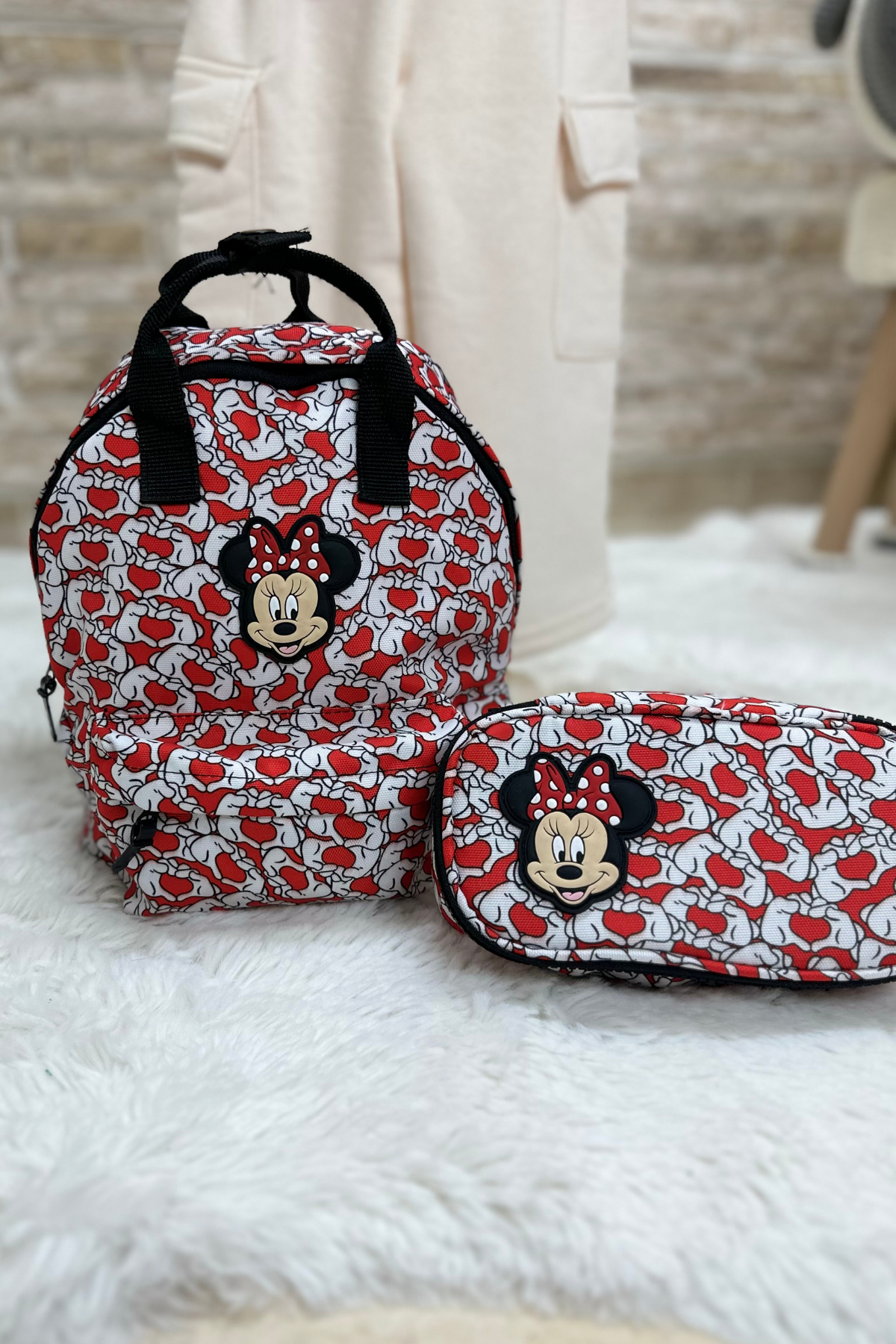 Minnie Mouse Baskı İkili Sırt Çantası