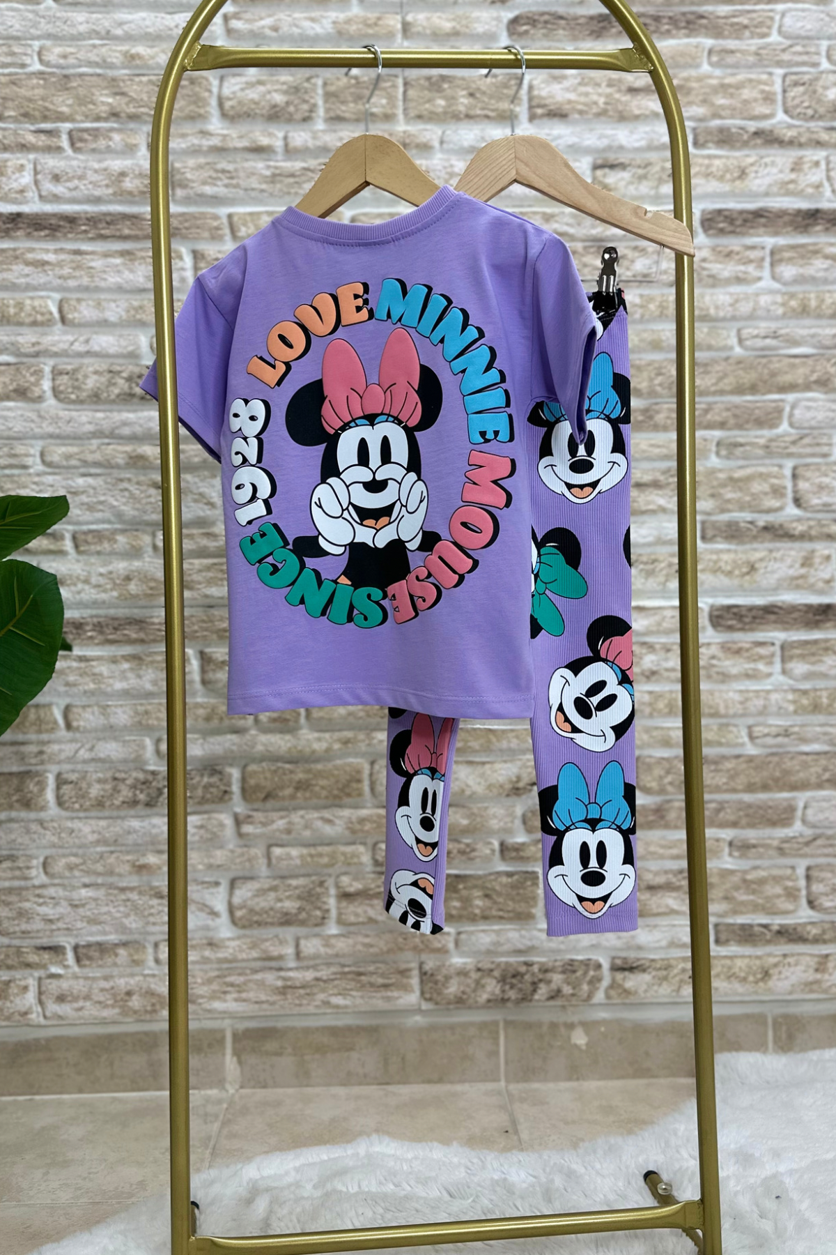 Minnie Mouse Lila Tayt Fitilli Takım