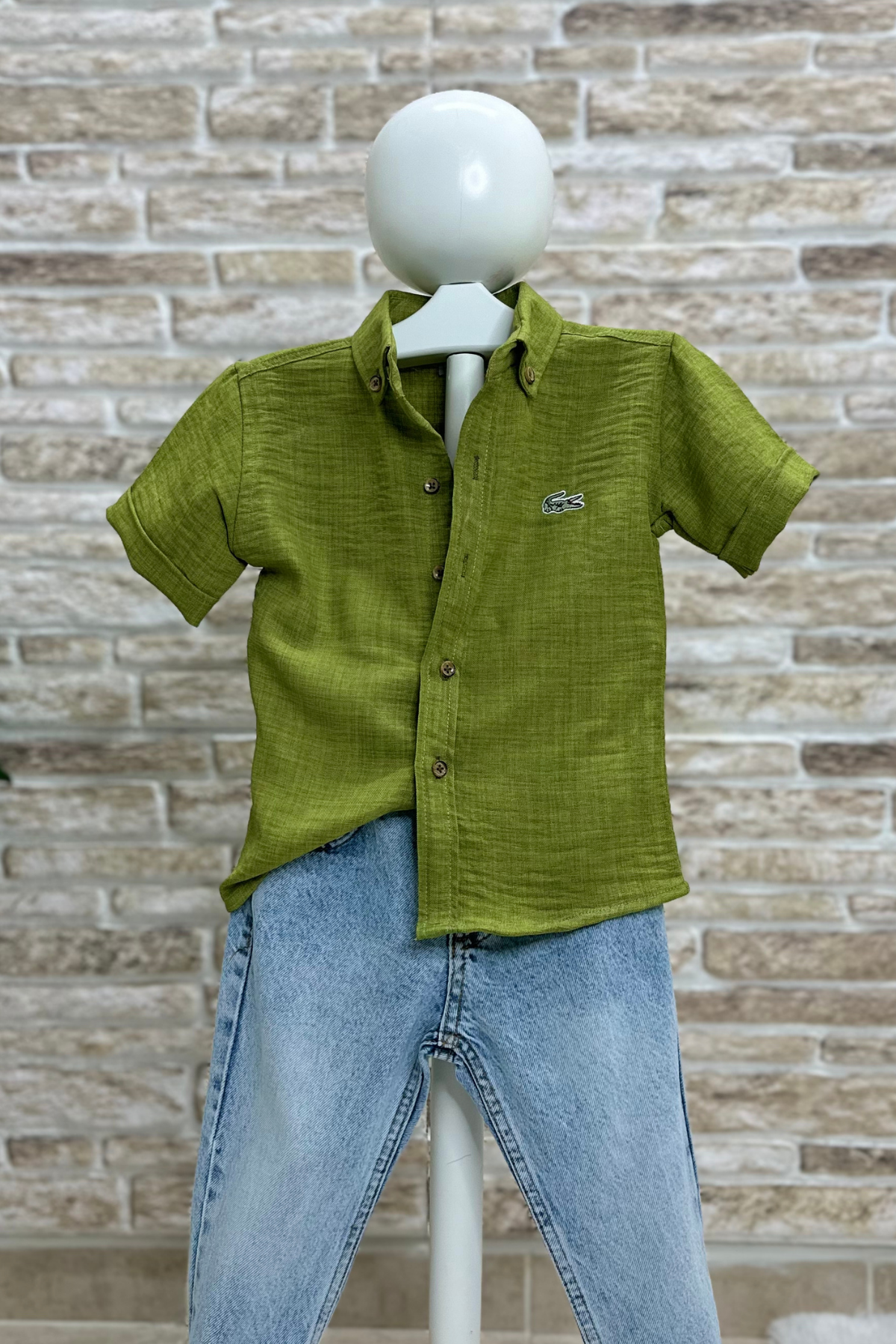 Orj. Marka Yağ Yeşili Gömlek