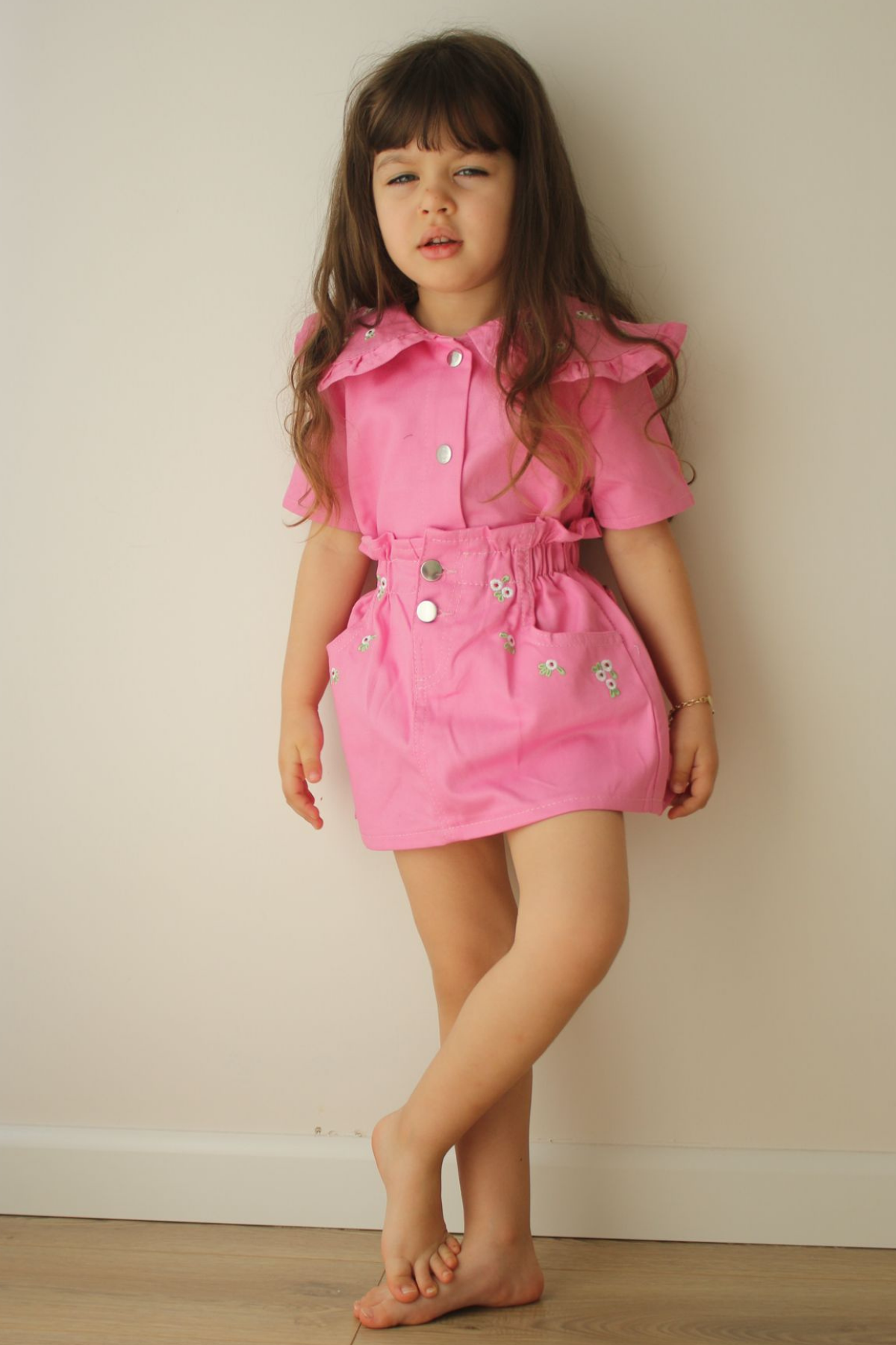 Pembe Denim Etek Takım