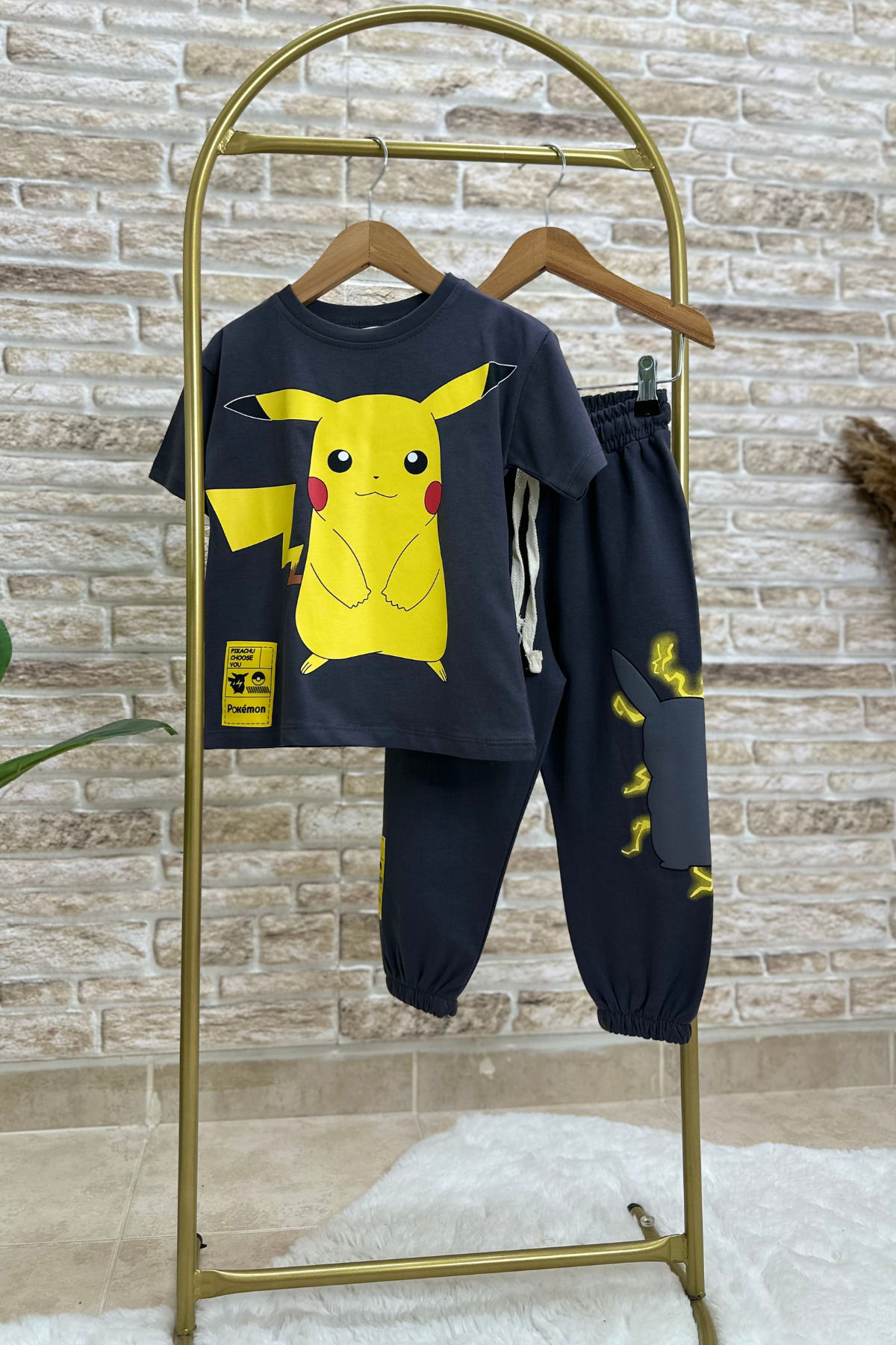 Pokemon Antrasit Tshirt Eşofman Takım