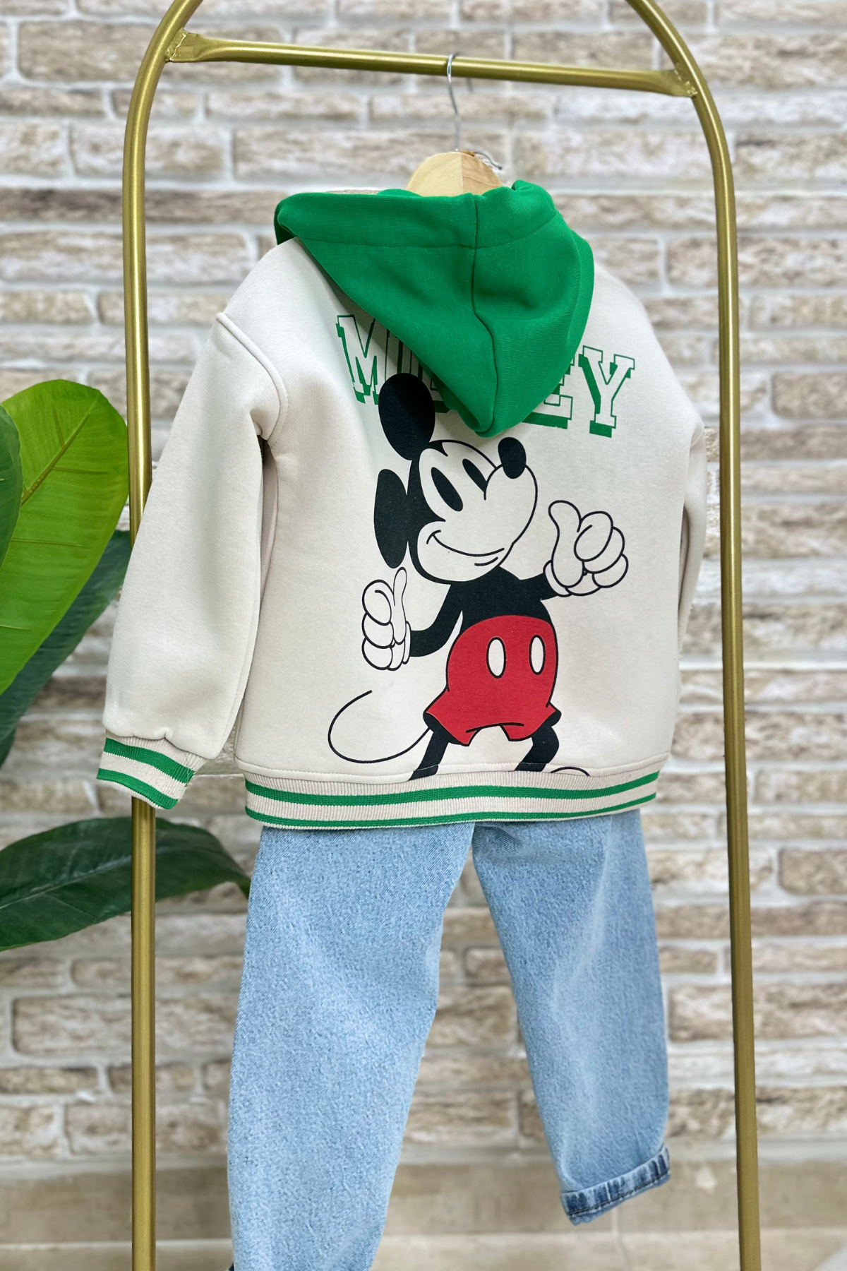 Şardonlu Mickey Yeşil Kolej Ceket