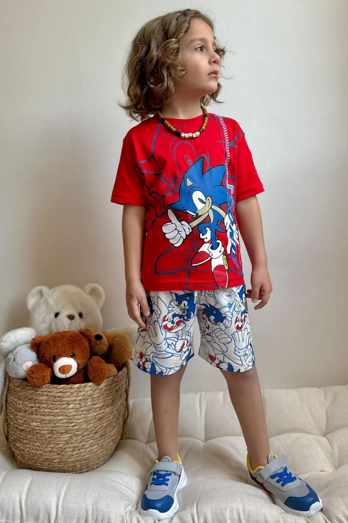 Sonic Kırmızı Şortlu Takım