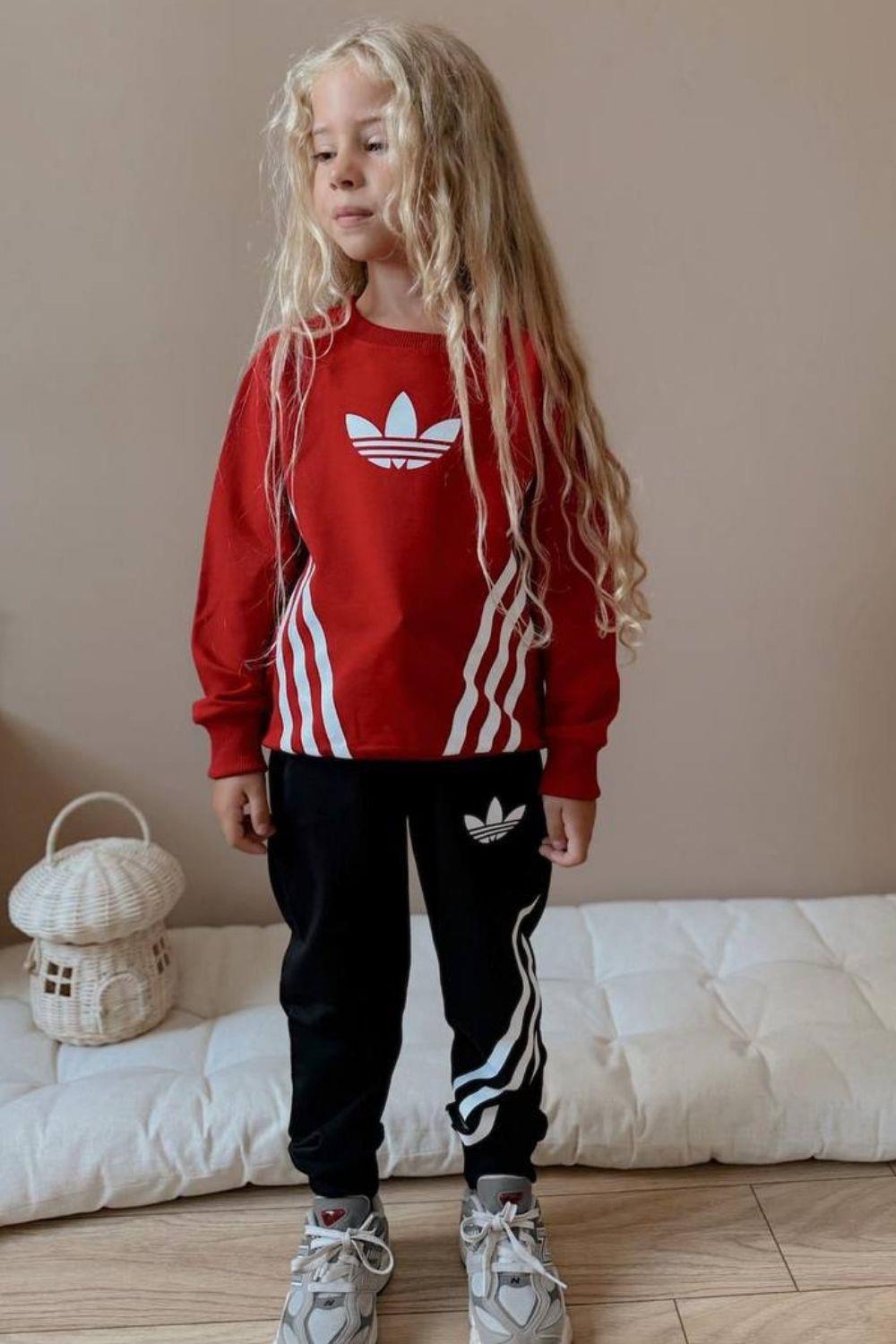 Unisex 2 İplik Adids Kırmızı Siyah Takım