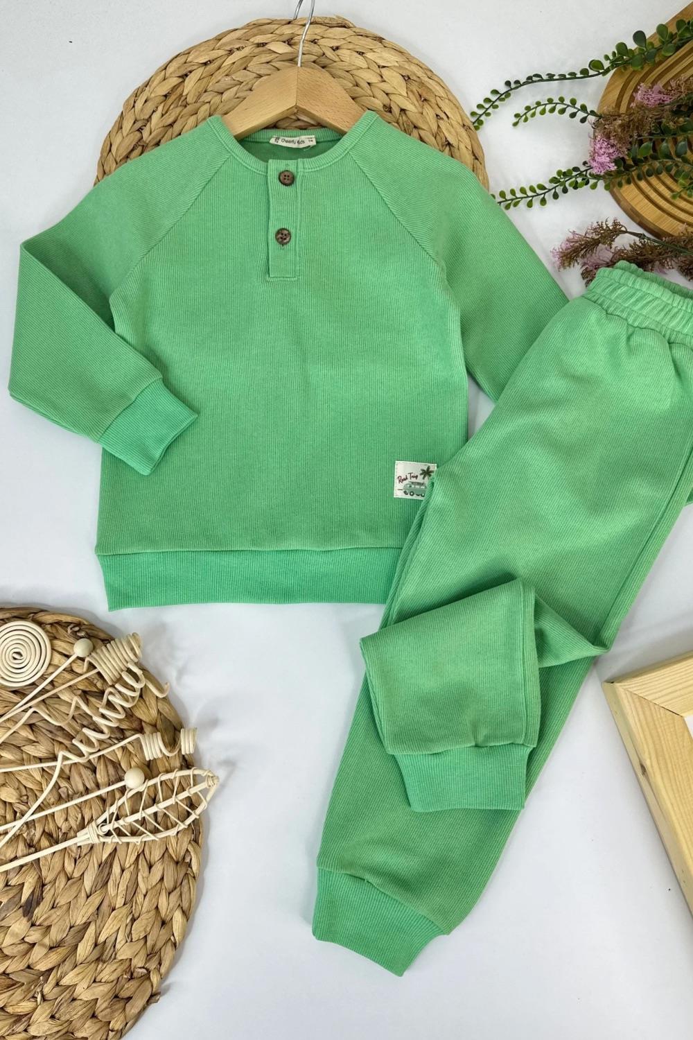Unisex 2 İplik Pamuklu Yeşil Takım