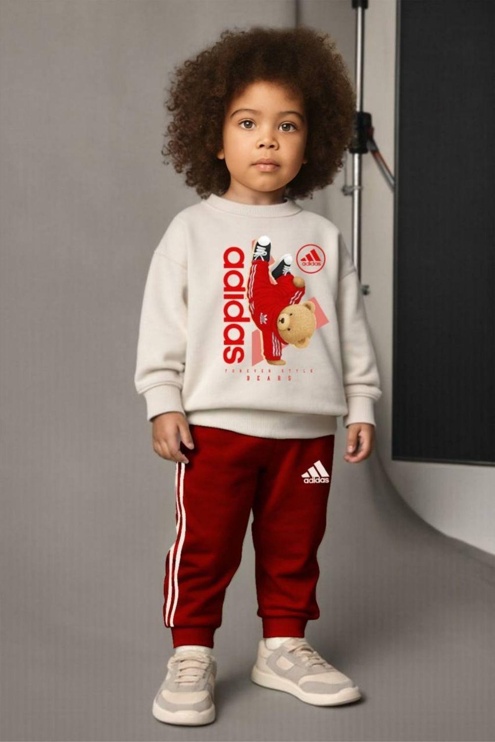 Unisex 3 İplik Ayıcıklı Adids Kırmızı Takım