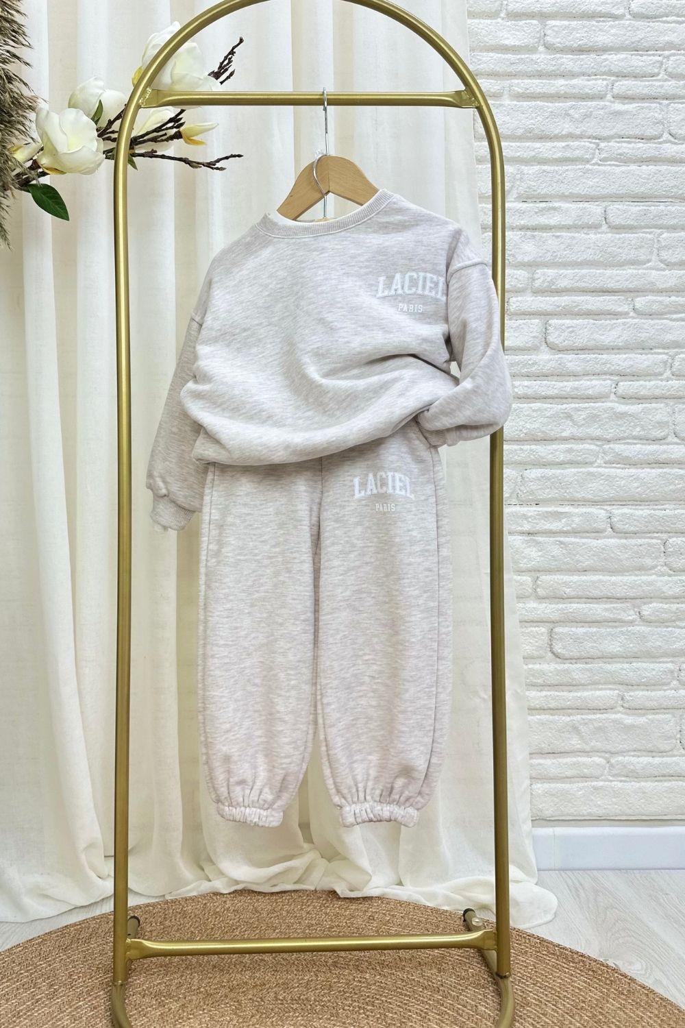 Unisex 3 İplik Bisiklet Yaka Laciel Bej Takım