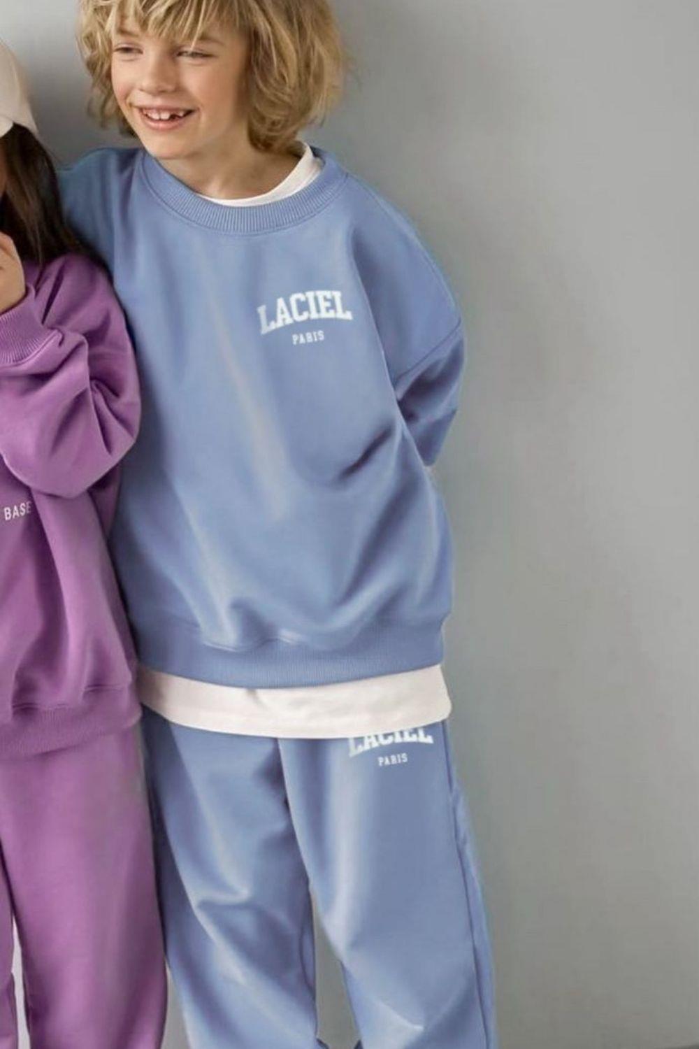 Unisex 3 İplik Bisiklet Yaka Laciel Mavi Takım