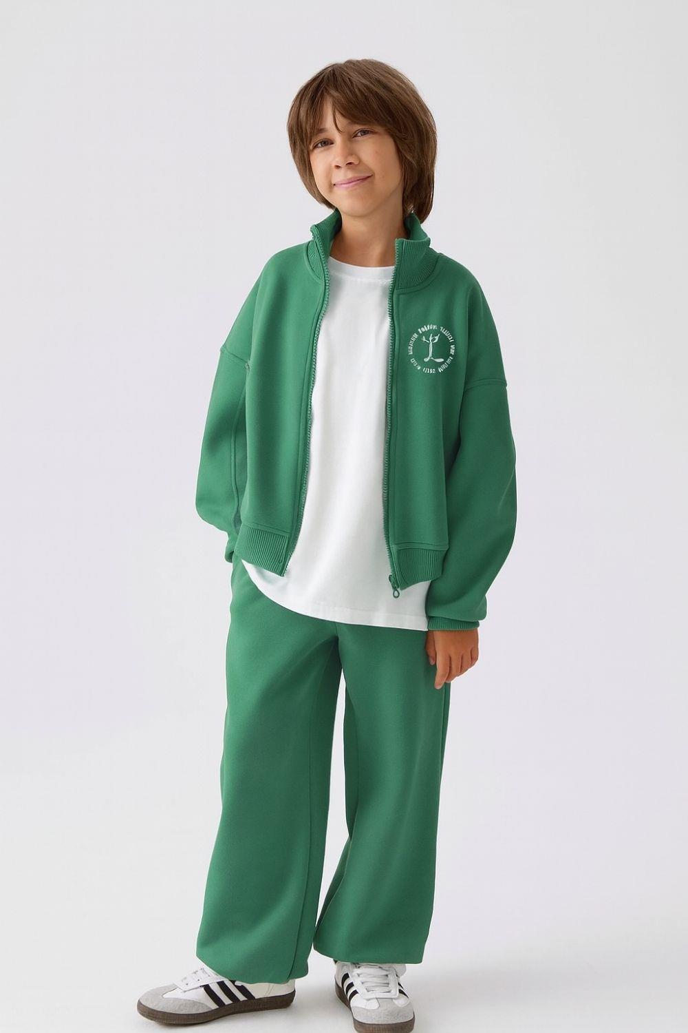 Unisex 3 İplik Laciel Fermuarlı Yeşil Takım