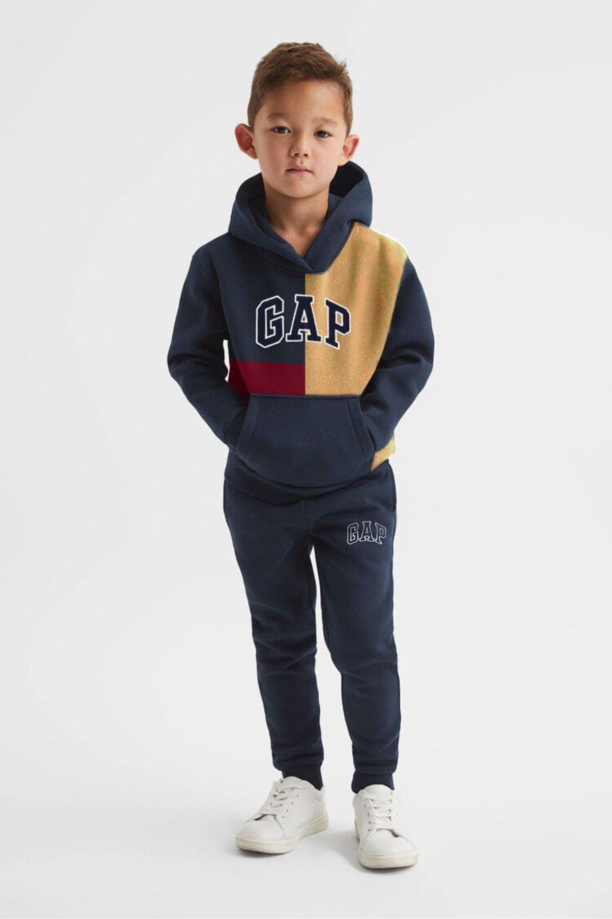 Unisex  3 İplik Parçalı Nakışlı Gap Takım