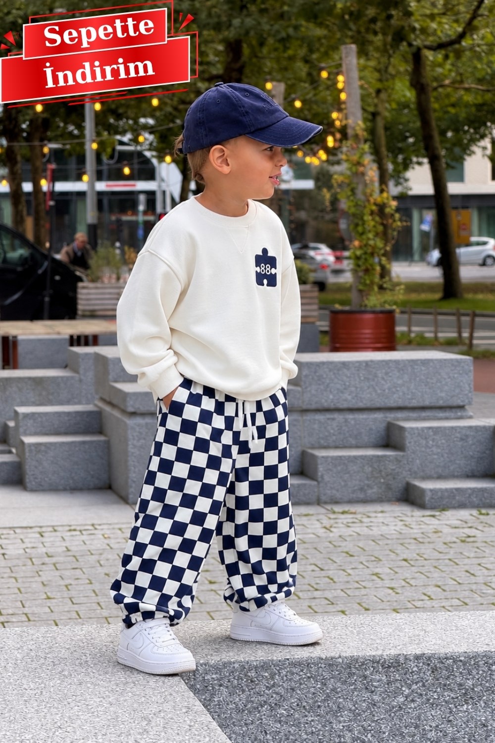 Unisex 88 Baskı Lacivert İkili Takım