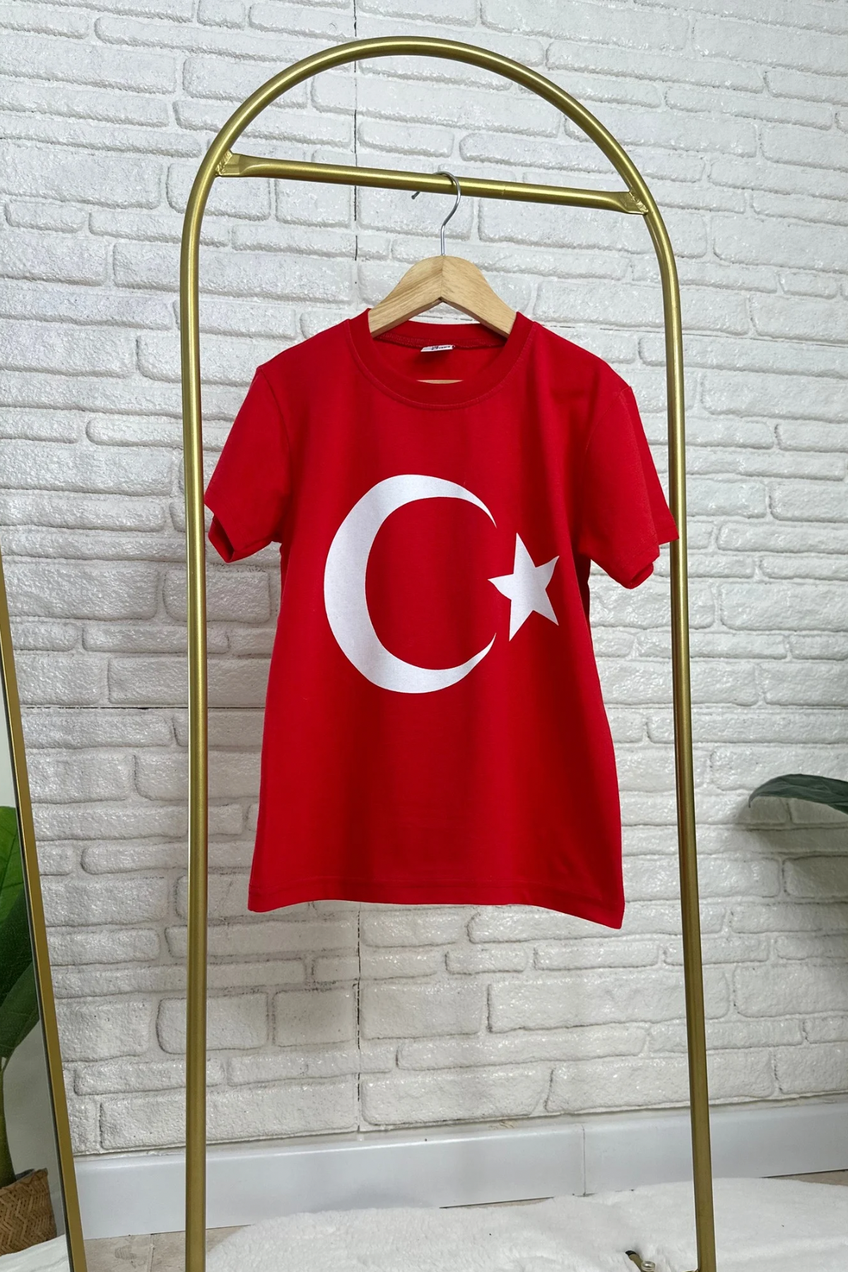 Unisex Ay Yıldız Kırmızı T-shirt 