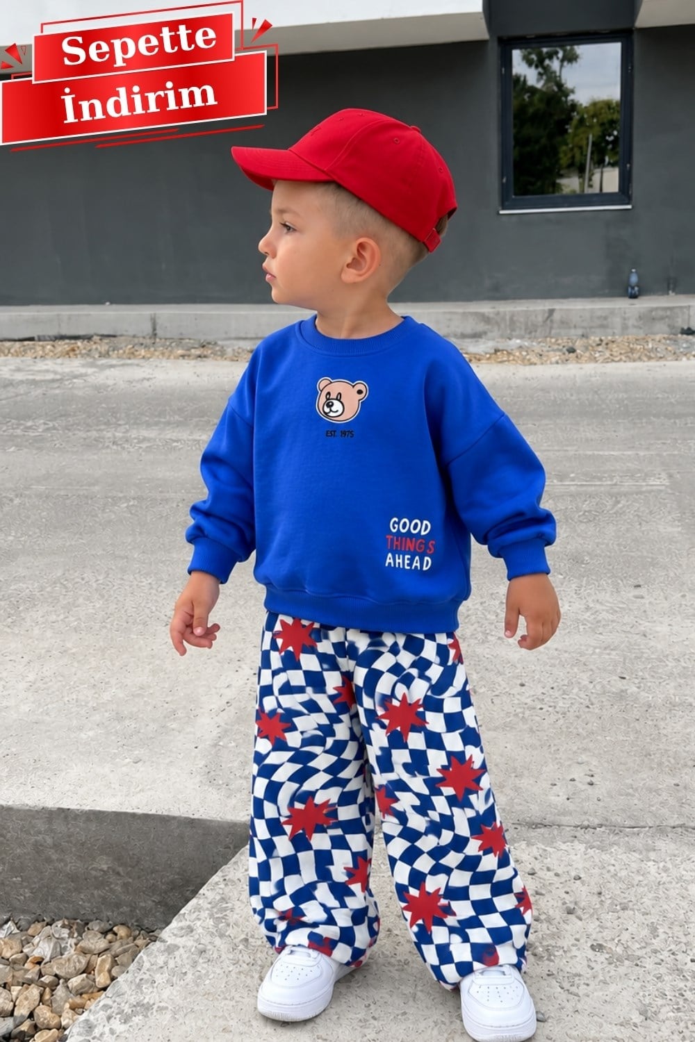 Unisex Ayıcıklı Saks İkili Takım