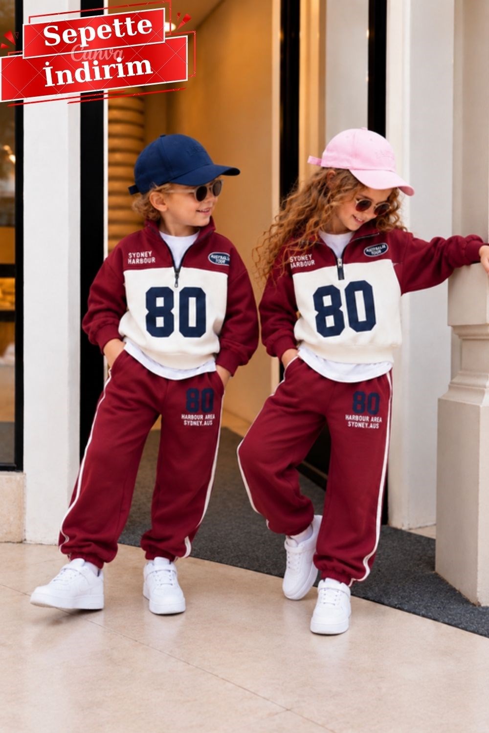 Unisex Balıklı 80 Baskılı 3 İplik Takım