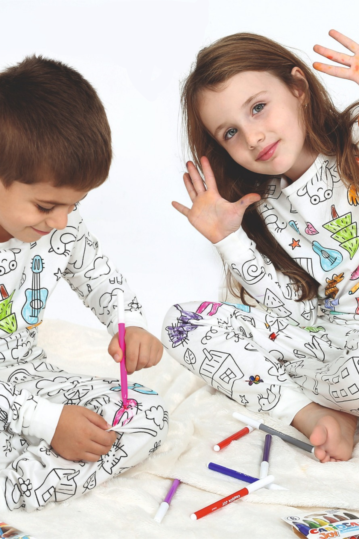Unisex Boyanabilir Kalem Hediyeli Uzun Kol Pijama Takımı