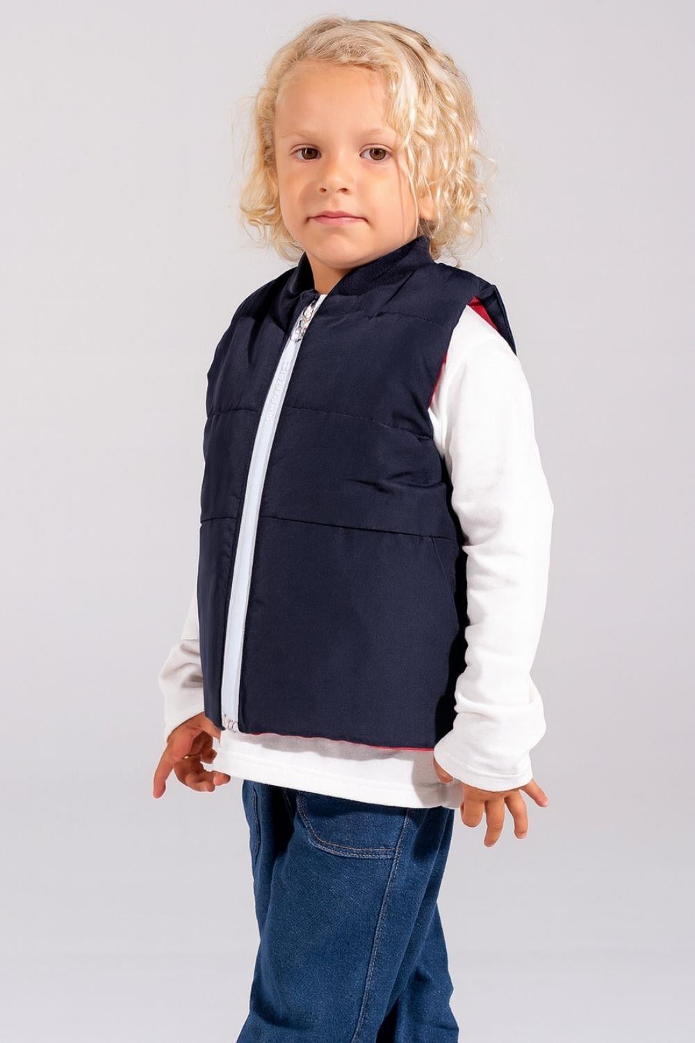 Unisex Çift Tarflı Lacivert Kırmızı Yelek