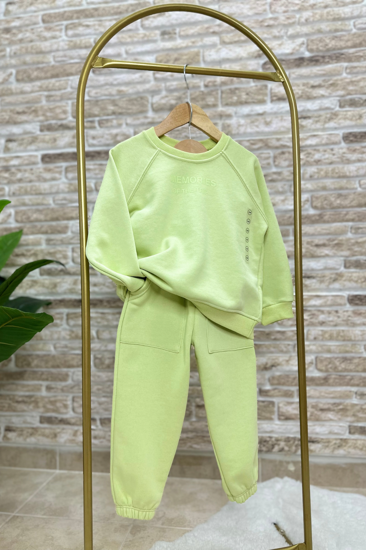 Unisex Çocuk 3 İplik Neon Yeşil Memories Takım