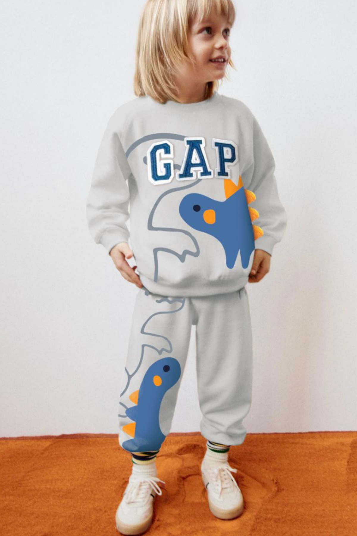 Unisex Çocuk Gri Nakışlı Gap Takım