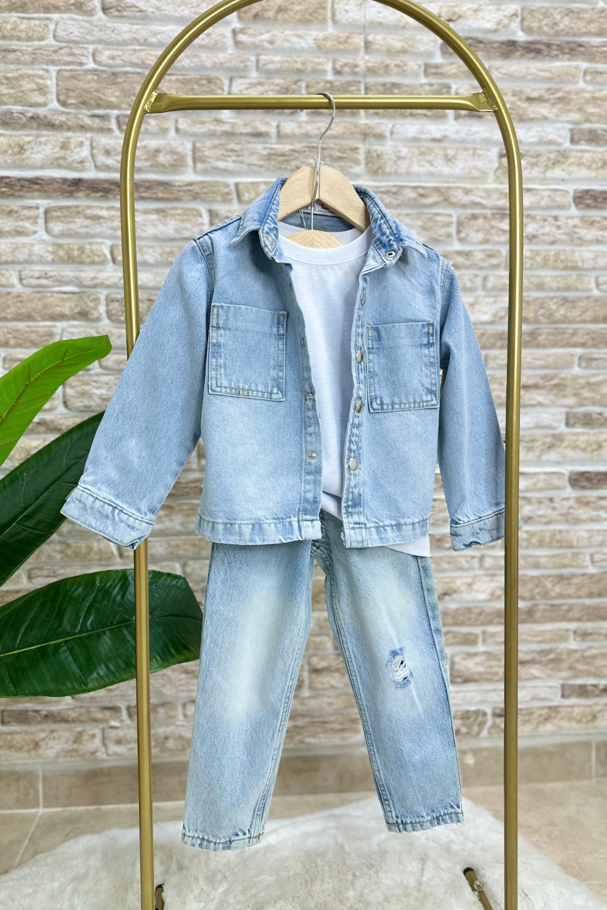 Unisex Denim Kot Ceket  & Gömlek