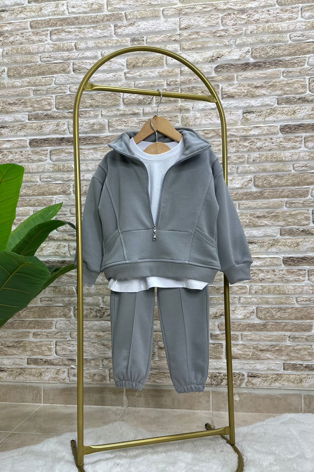 Unisex Fermuarlı Balıkçı Yaka Duman Takım