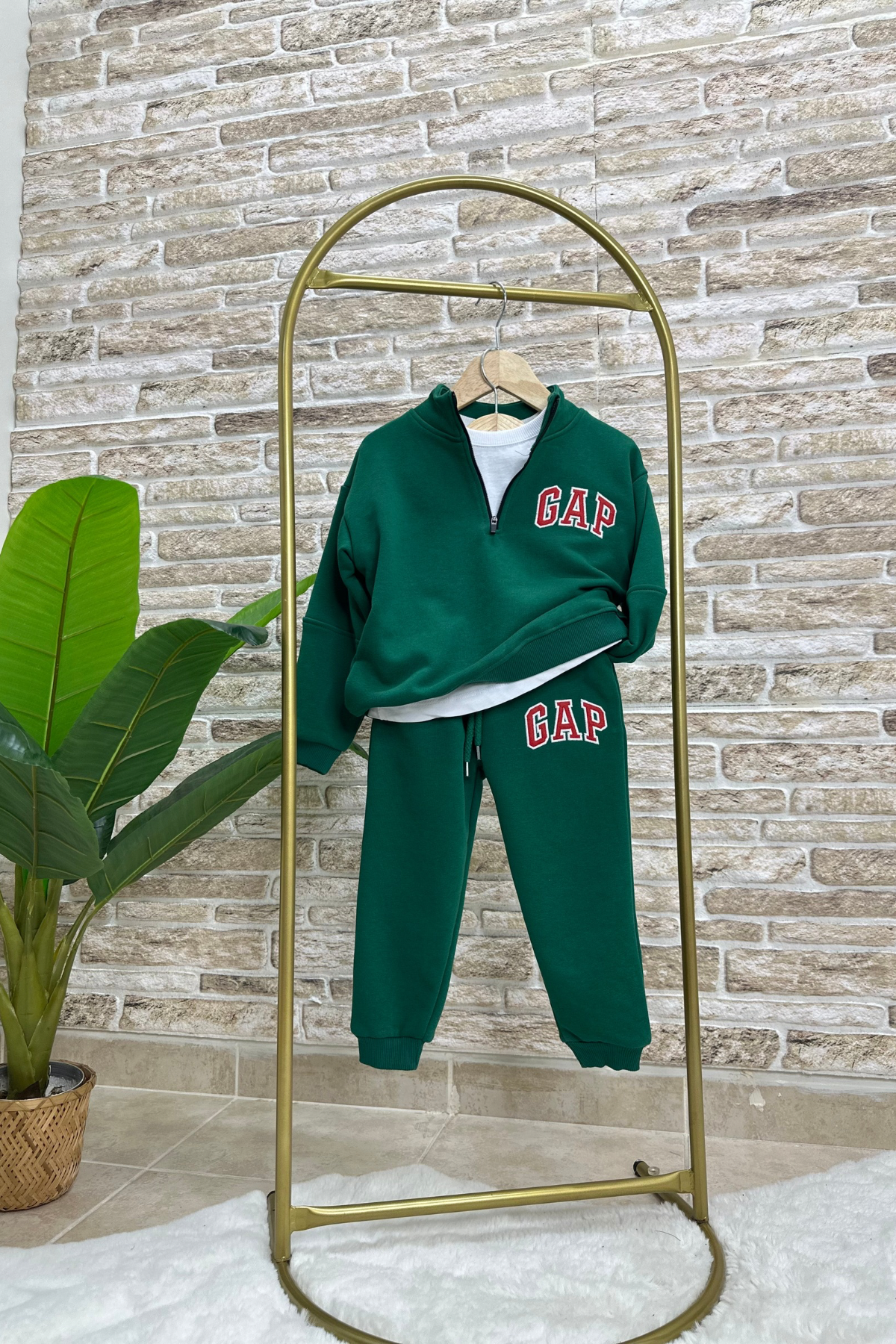 Unisex Fermuarlı Balıkçı Yaka Gap Yeşil Takım 