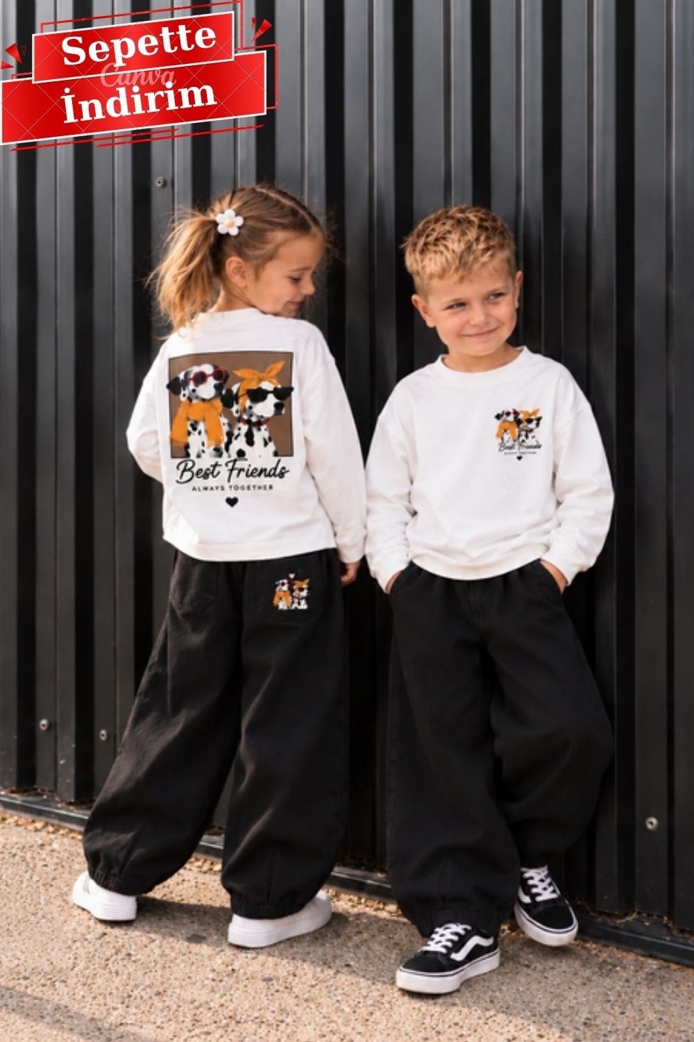 Unisex  Gabardin Pantolon Best Friends Takım